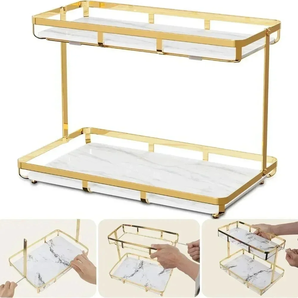2 Tier Bathroom Countertop Organizer, Premium for Makeup Organization Storage